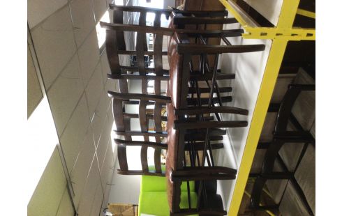 6 CHAISES CHENE FONCE ASSISE CUIR