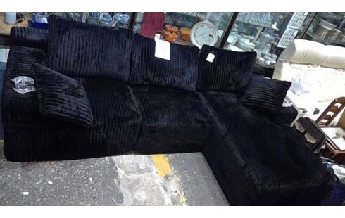 SOFÁ ESQUINERO DISEÑO TEJIDO NEGRO