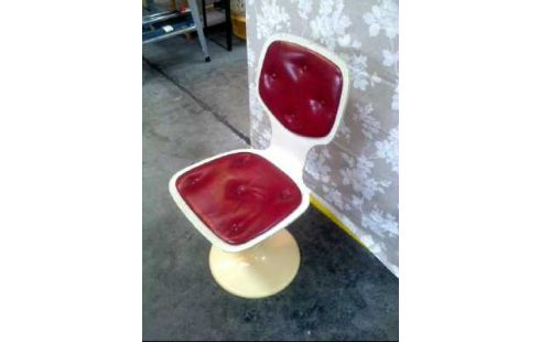 DREHSTUHL WEISS-ROT STOFF TULPEFUSS VINT.