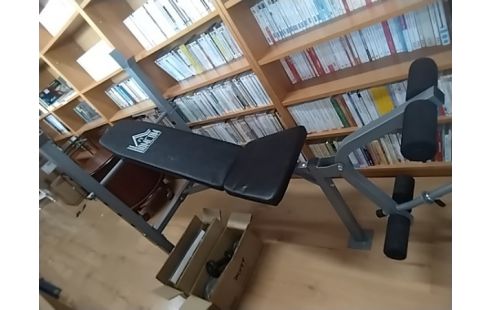 BANC DE MUSCULATION HOMCOM NOIR AVEC POIDS ET ALTÈRES