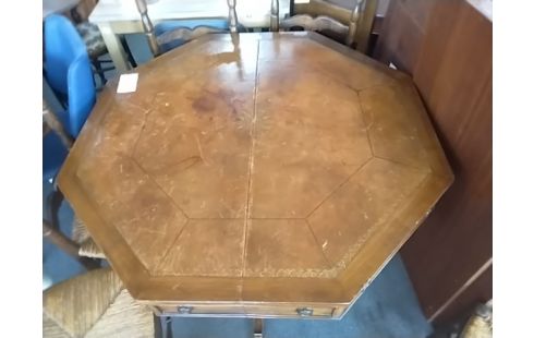 TABLE OCTOGONALE STYLE ANGLAIS PIED ABÎMÉ 3 ALLONGES