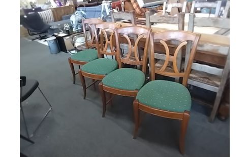 4 CHAISES LOT TISSU VERT