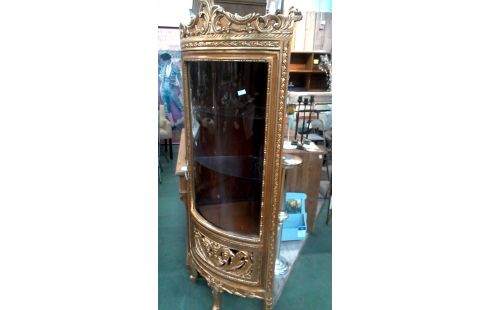 VITRINE, , ENCOIGNURE DORE 1 PORTE