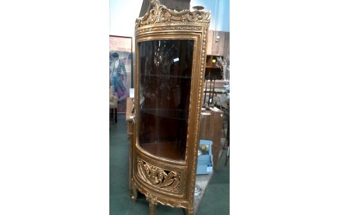 VITRINE, , ENCOIGNURE DORE 1 PORTE