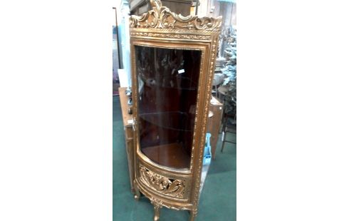 VITRINE, , ENCOIGNURE DORE 1 PORTE
