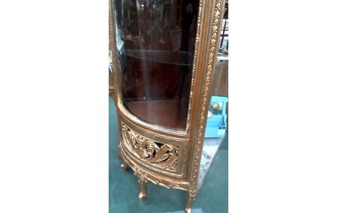VITRINE, , ENCOIGNURE DORE 1 PORTE