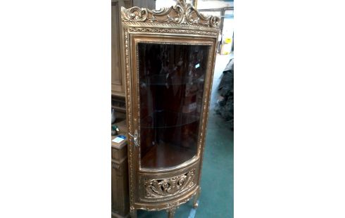 VITRINE, , ENCOIGNURE DORE 1 PORTE
