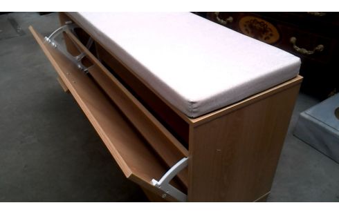 MEUBLE A CHAUSSURES, , BANC BEIGE TISSU A ABATTANTS