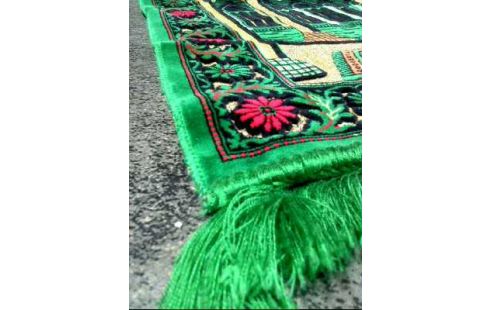 GEBETSTEPPICH GRÜN PLÜSCH-SAMT MOSCHEE