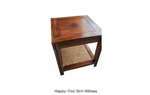 BIJZETTAFEL VIERKANT HOUT ROTAN