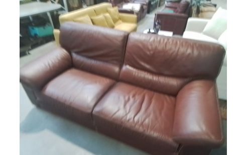 CANAPE 2P CUIR MARRON