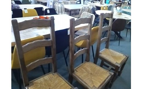 LOT DE 6 CHAISES BOIS PAILLEES