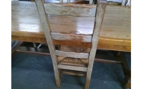 LOT DE 6 CHAISES BOIS PAILLEES