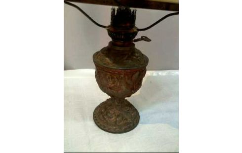 PETROL.LAMPE MESS. SCHIRM GLAS HELLGELB