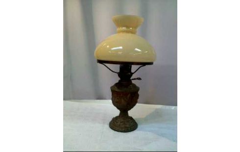 PETROL.LAMPE MESS. SCHIRM GLAS HELLGELB
