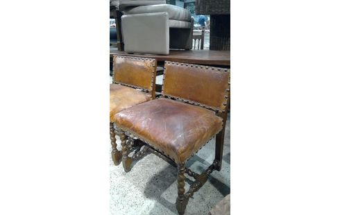 FAUTEUILS DOSSIER BAS  CUIR ET BOIS