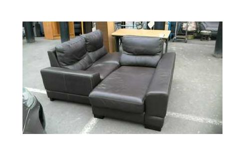 CANAPE ANGLE CUIR COFFRE AVEC 2 ASSISES COULISSANTE