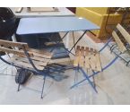 TABLE PLIANTE METAL BLEU + 2 CHAISES PLIANTES