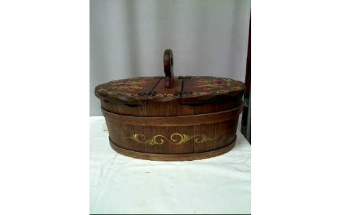 KORB HOLZ BEMALT FLORAL VINTAGE