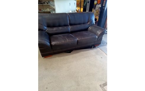 CANAPE CONVERTIBLE CUIR ET PVC CHOCOLAT