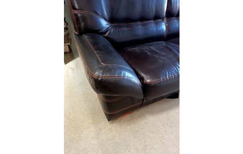 CANAPE CONVERTIBLE CUIR ET PVC CHOCOLAT