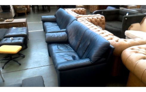 FAUTEUIL CUIR BLEUE 3 PLACES 2 PLACES DESIGN