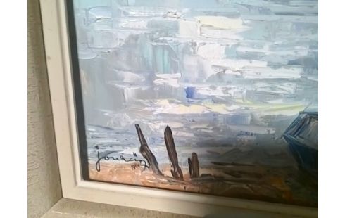 TABLEAU RETOUR DE PECHE, SIGNE JOURCIN 1964