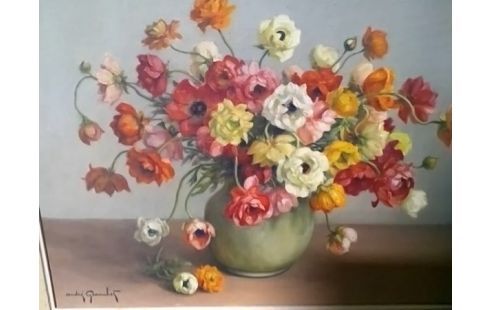 TABLEAU BOUQUET DE FLEURS, SIGNE GRANCHET
