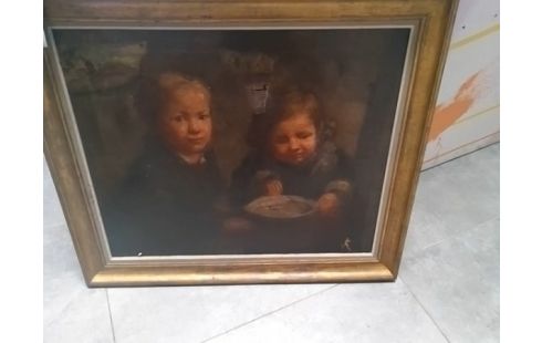 CADRE DORE AVEC TOILE A RESTAURER - PORTRAITS D'ENFANT