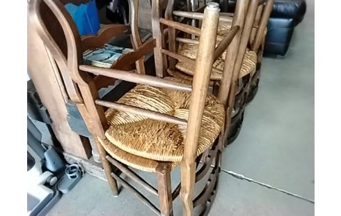 6 CHAISES PAILLEES STYLE LXV