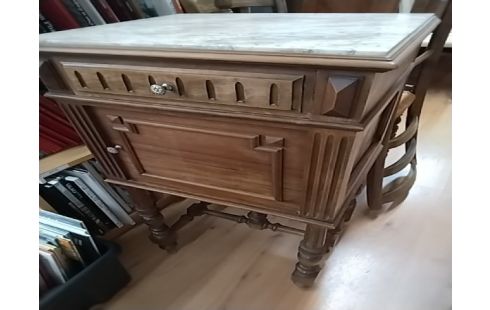CHEVET 1 TIROIR ANCIEN BOIS MARBRE