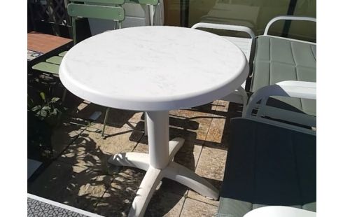 TABLE DE JARDIN PLASTIQUE BLANCHE RONDE