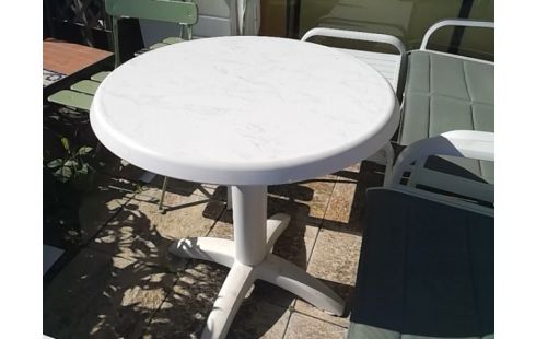 TABLE DE JARDIN PLASTIQUE BLANCHE RONDE
