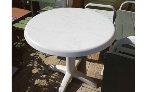 TABLE DE JARDIN PLASTIQUE BLANCHE RONDE
