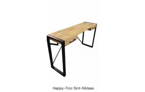 TABLE CONSOLE 2 TIROIRS NOIR METAL