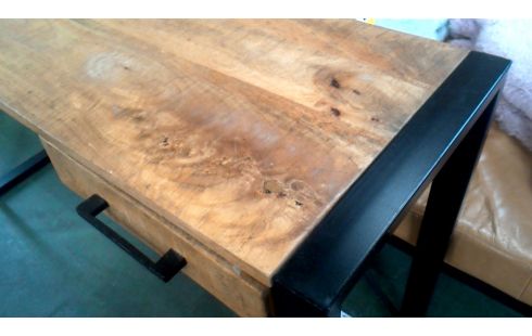 TABLE CONSOLE 2 TIROIRS NOIR METAL