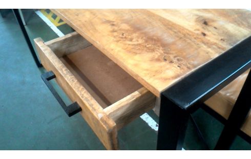 TABLE CONSOLE 2 TIROIRS NOIR METAL
