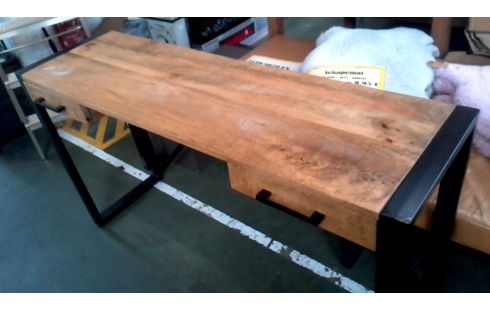 TABLE CONSOLE 2 TIROIRS NOIR METAL