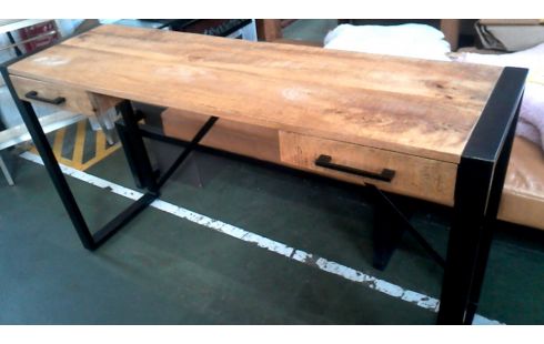 TABLE CONSOLE 2 TIROIRS NOIR METAL