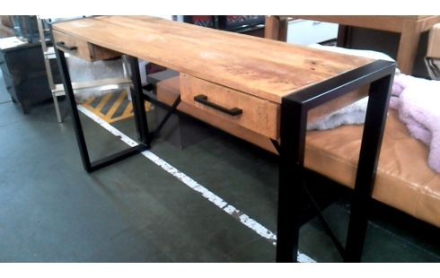 TABLE CONSOLE 2 TIROIRS NOIR METAL