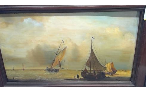 HUILE SUR PANNEAU MARINE SIGNEE