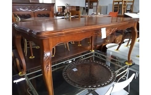 TABLE STYLE LOUIS XV AVEC ALLONGES INTERIEURES (RAYURES)