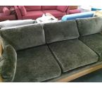 BANQUETTE ANCIENNE BOIS ET TISSU VERT