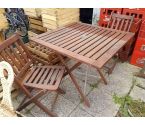 SALON DE JARDIN BOIS 1 TABLE + 2 CHAISES