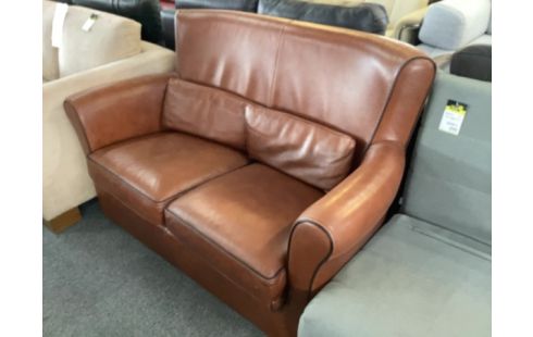 CANAPE 2 PLACES CUIR MARRON