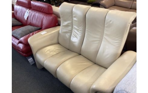 CANAPE RELAX MANUEL STRESSLESS CUIR BEIGE 2 PLACES