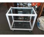 DESSERTE A ROULETTES METAL ET PLATEAU VERRE