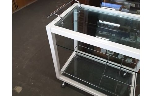 DESSERTE A ROULETTES METAL ET PLATEAU VERRE