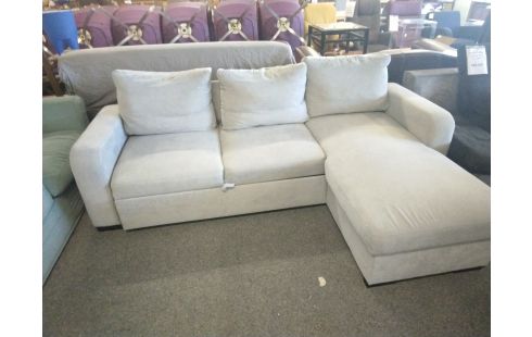 CANAPE D'ANGLE GRIS CONVERTIBLE COFFRE