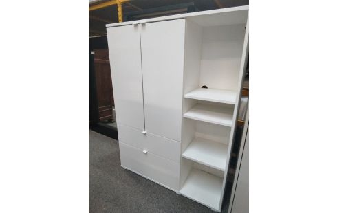MEUBLE DE RANGEMENT BLANC 2 PORTES 2 TIROIRS